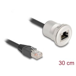 Delock - Sítový prodlužovací kabel - RJ-45 (M) do RJ-45 (F) montáž na panel - 30 cm - 6 mm - STP - CAT 5e - M25 závit
