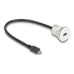 Delock - Prodlužovací šnura USB - Micro USB typ B (M) do Micro USB typ B (F) montáž na panel - 30 cm - M22 závit - cerná