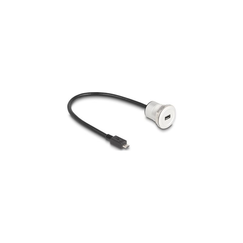 Delock - Prodlužovací šnura USB - Micro USB typ B (M) do Micro USB typ B (F) montáž na panel - 30 cm - M22 závit - cerná
