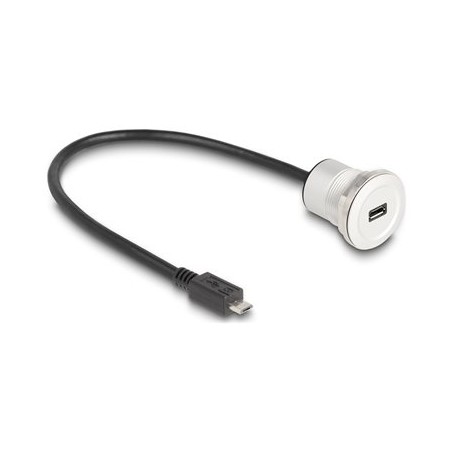 Delock - Prodlužovací šnura USB - Micro USB typ B (M) do Micro USB typ B (F) montáž na panel - 30 cm - M22 závit - cerná
