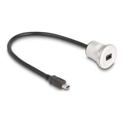 Delock - Prodlužovací šnura USB - mini-USB typ B (M) do mini-USB typ B (F) montáž na panel - USB 2.0 - 30 cm - M22 závit