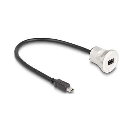 Delock - Prodlužovací šnura USB - mini-USB typ B (M) do mini-USB typ B (F) montáž na panel - USB 2.0 - 30 cm - M22 závit
