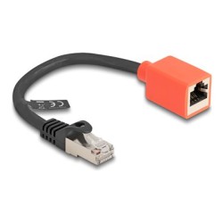 Delock - Sítový adaptér - RJ-45 (F) do RJ-45 (M) - 20 cm - S/FTP - CAT 6a - provedení bez hrbolku, ochranný adaptér, tahová