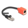 Delock - Sítový adaptér - RJ-45 (F) do RJ-45 (M) - 20 cm - S/FTP - CAT 6a - provedení bez hrbolku, ochranný adaptér, tahová