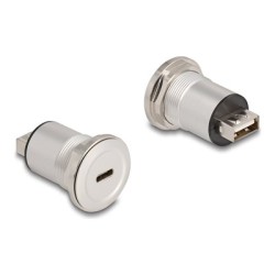 Delock - USB adaptér - 24 pin USB-C (F) montáž na panel do USB (F) - USB 2.0 - M22 závit - stríbritá cern