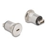 Delock - USB adaptér - 24 pin USB-C (F) montáž na panel do USB (F) - USB 2.0 - M22 závit - stríbritá cern