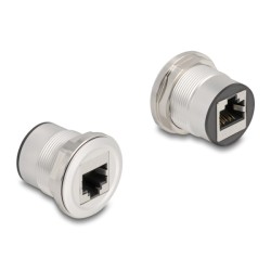 Delock - Sítový propojovací kabel - RJ-45 (F) do RJ-45 (F) - STP - CAT 6 - M25 závit - stríbritá cern