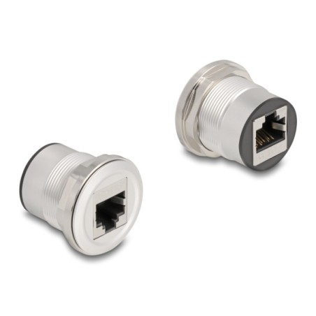 Delock - Sítový propojovací kabel - RJ-45 (F) do RJ-45 (F) - STP - CAT 6 - M25 závit - stríbritá cern