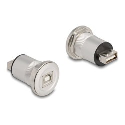 Delock - USB adaptér - USB (F) montáž na panel do USB typ B (F) montáž na panel - USB 2.0 - cerná, stríbrná