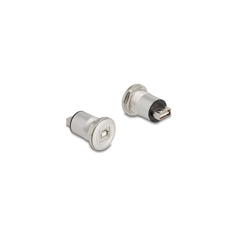 Delock - USB adaptér - USB (F) montáž na panel do USB typ B (F) montáž na panel - USB 2.0 - cerná, stríbrná