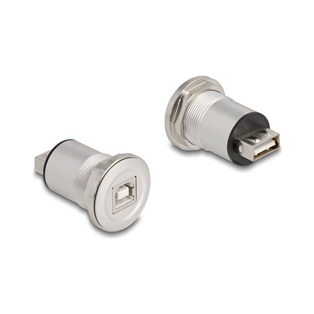 Delock - USB adaptér - USB (F) montáž na panel do USB typ B (F) montáž na panel - USB 2.0 - cerná, stríbrná