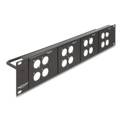 Delock - Patch panel (záslepný) - 4 desky typu D 86 x 86 mm a 4 porty - montáž do racku - cerná - 2U - 19" - 16 portu