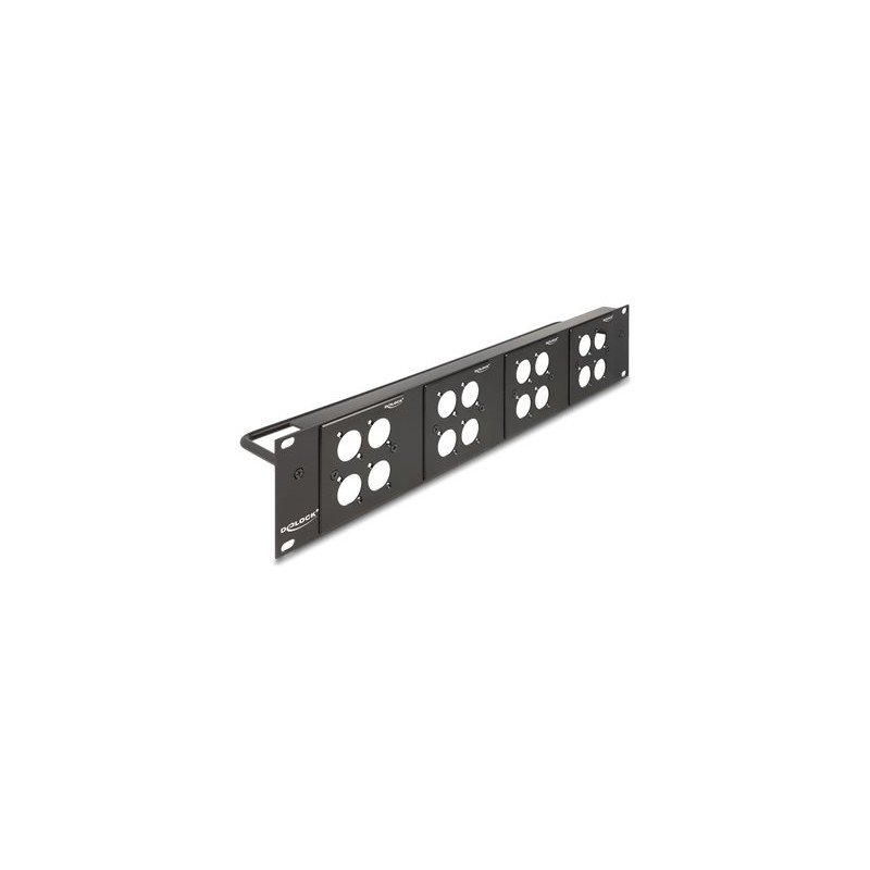 Delock - Patch panel (záslepný) - 4 desky typu D 86 x 86 mm a 4 porty - montáž do racku - cerná - 2U - 19" - 16 portu