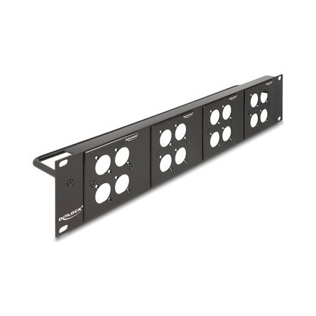 Delock - Patch panel (záslepný) - 4 desky typu D 86 x 86 mm a 4 porty - montáž do racku - cerná - 2U - 19" - 16 portu