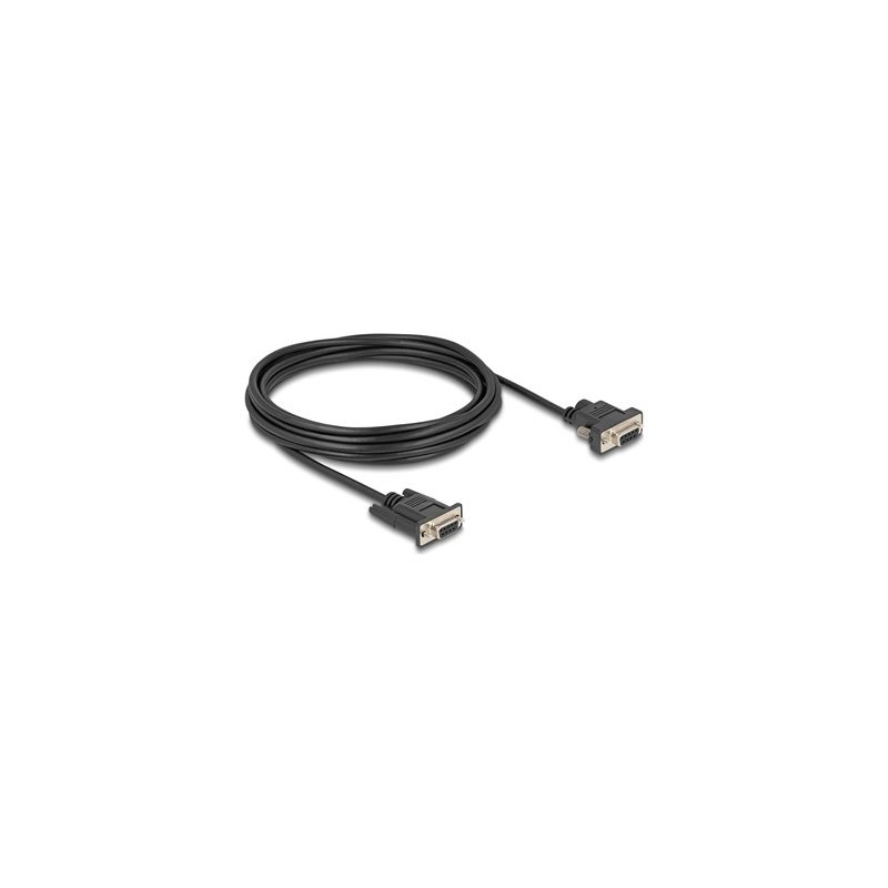 Delock - Sériový kabel - DB-9 (F) do DB-9, DC jack 5,5 x 2,1 mm (F) - 3 A - 5 m - krídlové šrouby, podporuje sériové rozhraní
