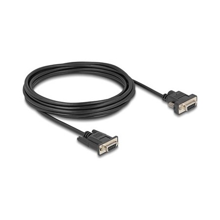 Delock - Sériový kabel - DB-9 (F) do DB-9, DC jack 5,5 x 2,1 mm (F) - 3 A - 5 m - krídlové šrouby, podporuje sériové rozhraní