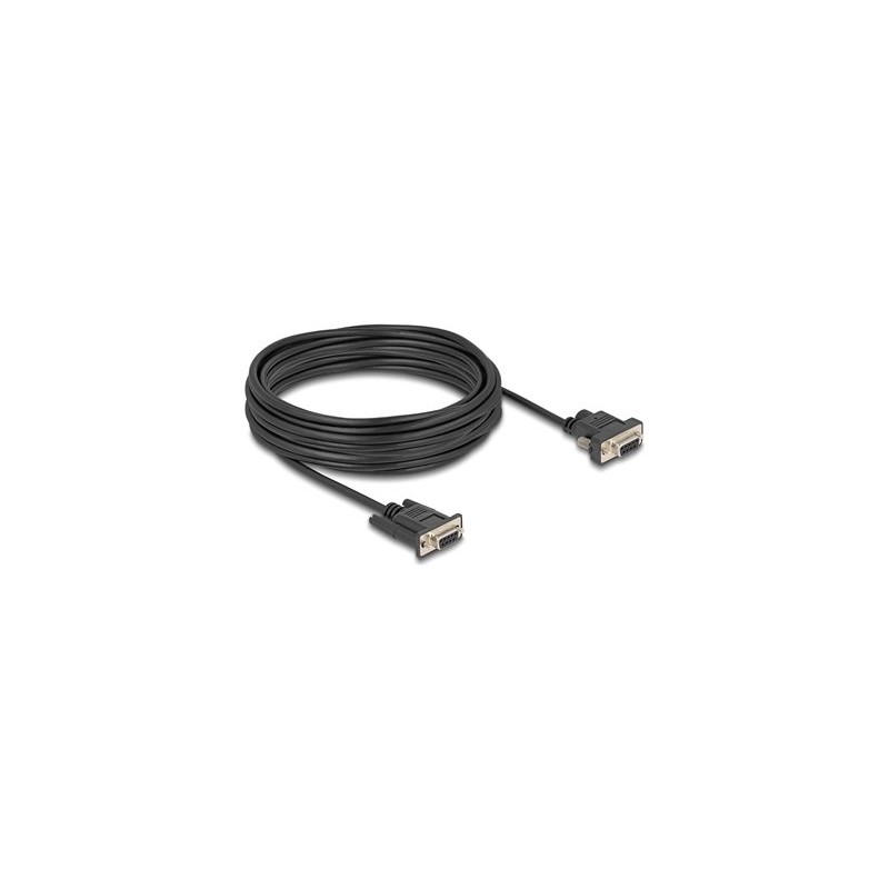 Delock - Sériový kabel - DB-9, DC jack 5,5 x 2,1 mm (F) do DB-9 (F) - 3 A - 10 m - krídlové šrouby, podporuje sériové rozhraní