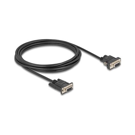 Delock - Sériový kabel - DB-9, DC jack 5,5 x 2,1 mm (F) do DB-9 (F) - 3 A - 3 m - krídlové šrouby, podporuje sériové rozhraní