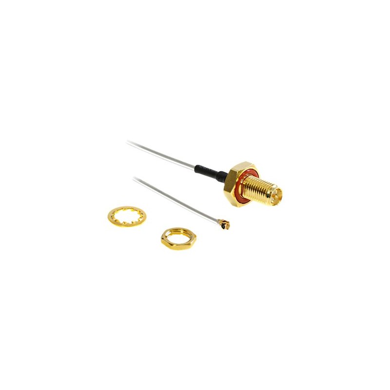 Delock HF Antenna Connection for Installation - Adaptér pro anténu - RP-SMA (F) do I-PEX (M) - 10 cm - šedá