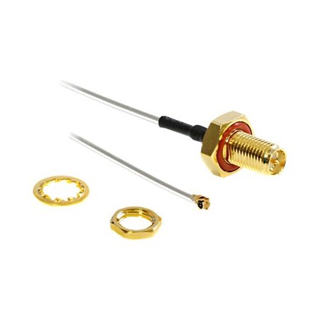 Delock HF Antenna Connection for Installation - Adaptér pro anténu - RP-SMA (F) do I-PEX (M) - 10 cm - šedá