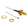 Delock HF Antenna Connection for Installation - Adaptér pro anténu - RP-SMA (F) do I-PEX (M) - 10 cm - šedá