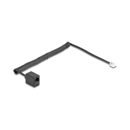 Delock - Telefonní kabel - RJ-11 (M) do RJ-45 (F) - 2 m - 4.8 mm - svinutý, pozlacené kontakty - cerná