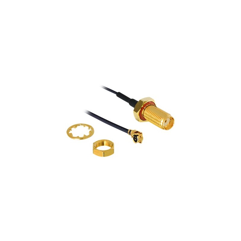 Delock - Kabel antény - I-PEX zástrčka do SMA zásuvka - 20 cm - koaxiál - černá
