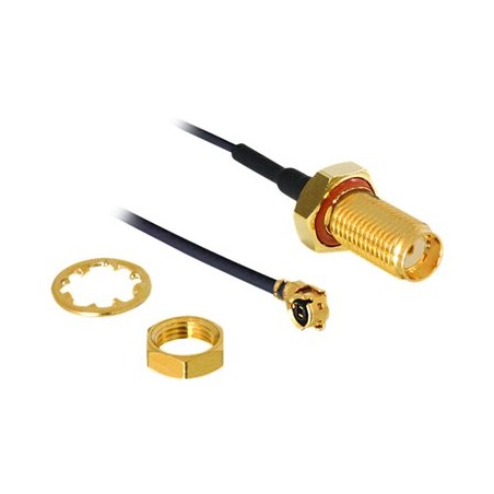 Delock - Kabel antény - I-PEX zástrčka do SMA zásuvka - 20 cm - koaxiál - černá