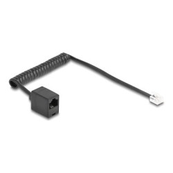 Delock - Telefonní kabel - RJ-11 (M) do RJ-45 (F) - 1 m - 4.8 mm - svinutý, pozlacené kontakty - cerná