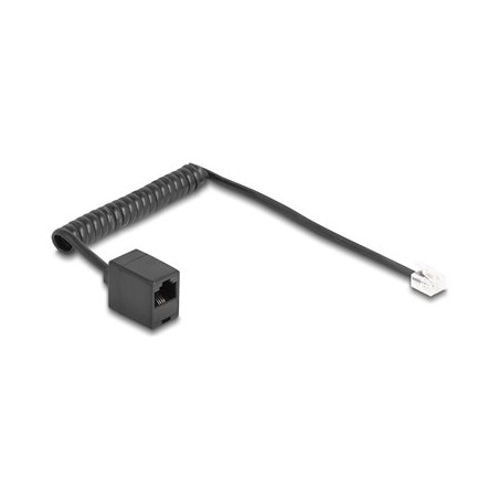 Delock - Telefonní kabel - RJ-11 (M) do RJ-45 (F) - 1 m - 4.8 mm - svinutý, pozlacené kontakty - cerná