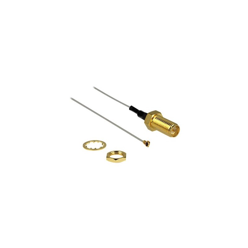 Delock - Kabel antény - RP-SMA (F) do I-PEX (M) - 20 cm - koaxiál - šedá
