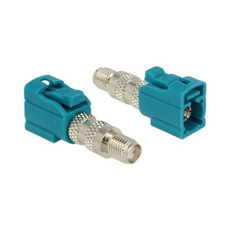 Delock - RF adapter - SMA se zdířkami (female) do konektor FAKRA Z se zdířkami (female) - modrá water blue
