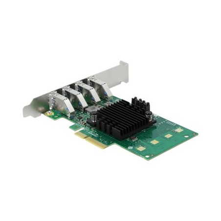 Delock PCI Express x4 Card to 4 x external USB 3.0 Quad Channel - USB adaptér - PCIe 2.0 x4 nízký profil - USB 3.0 x 4