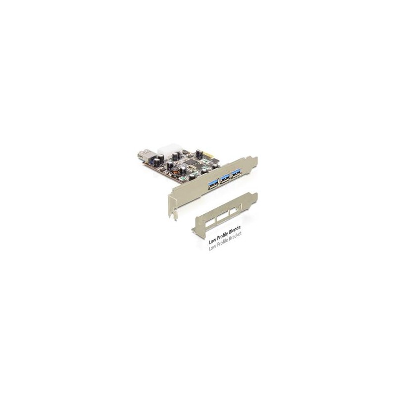 Delock PCI Express Card 3 x extern + 1 x intern USB 3.0 - USB adaptér - PCI Express x1 nízký profil - USB, USB 2.0, USB 3.0 - 4
