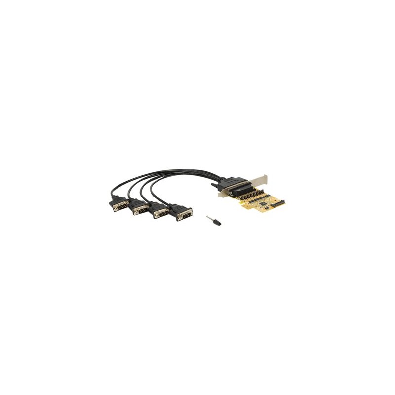 Delock PCI Express Card 4 x Serial with voltage supply - Sériový adaptér - PCIe 2.0 - RS-232 x 4