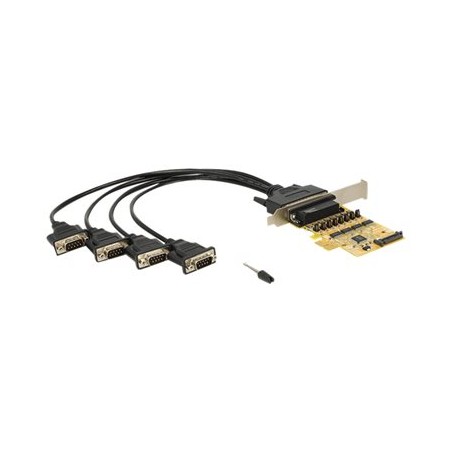 Delock PCI Express Card 4 x Serial with voltage supply - Sériový adaptér - PCIe 2.0 - RS-232 x 4