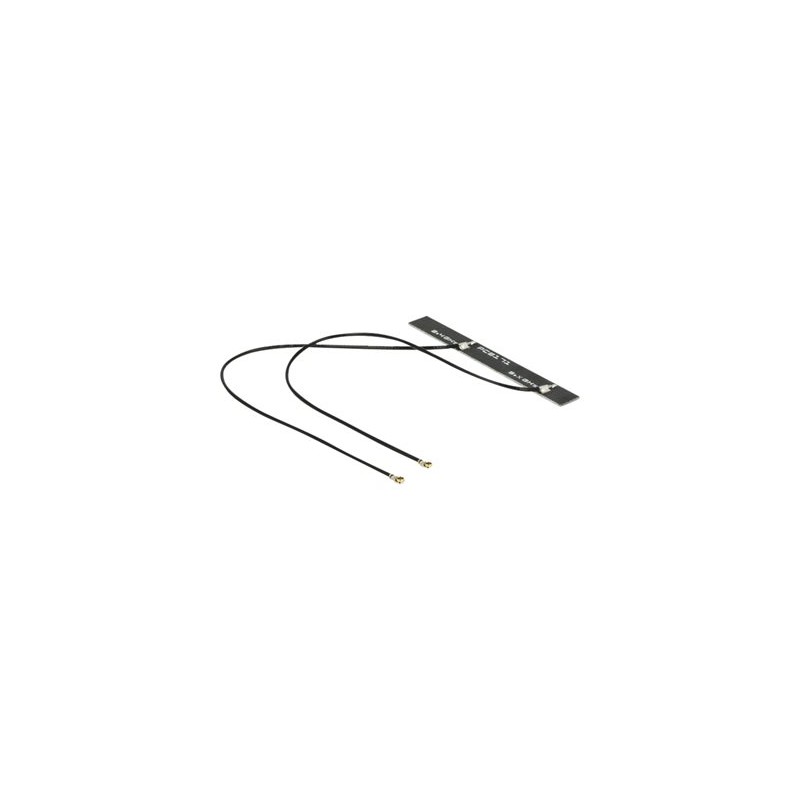 Delock WLAN Twin Antenna 2 x MHF IV 802.11 ac/a/h/b/g/n 5 dBi 150 mm PCB internal self adhesive - Anténa - Wi-Fi - 5 dBi - černá
