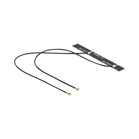 Delock WLAN Twin Antenna 2 x MHF IV 802.11 ac/a/h/b/g/n 5 dBi 150 mm PCB internal self adhesive - Anténa - Wi-Fi - 5 dBi - černá
