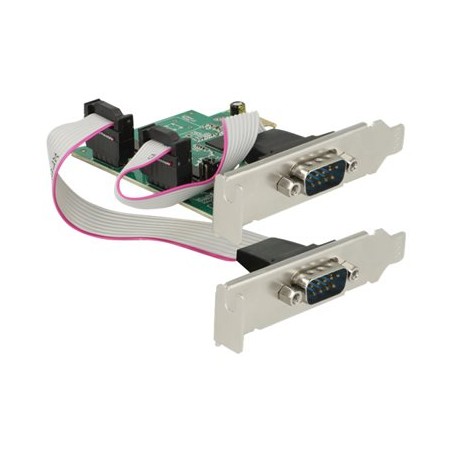 Delock PCI Express Card 2 x Serial RS-232 High Speed 921K with Voltage supply - Sériový adaptér - PCIe 2.0 - RS-232 x 2