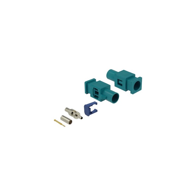Delock - RF connector - konektor FAKRA Z s piny (male) krimpovaný - RAL 5021, modrá water blue