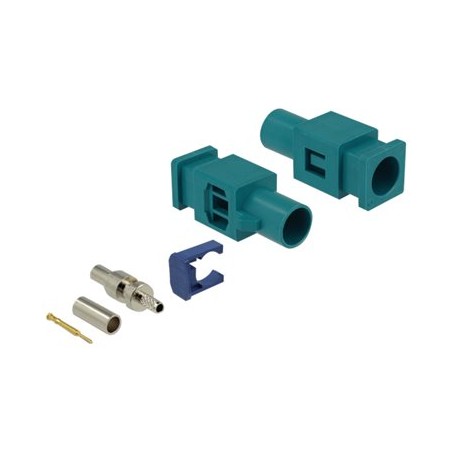 Delock - RF connector - konektor FAKRA Z s piny (male) krimpovaný - RAL 5021, modrá water blue