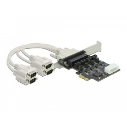 Delock - Sériový adaptér - PCIe 2.0 nízký profil - RS-232 x 4 - černá