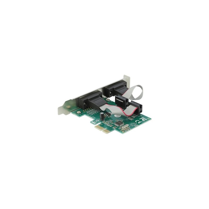 Delock PCI Express Card to 2 x Serial RS-232 - Sériový adaptér - PCIe 1.1 nízký profil - RS-232 x 2 - zelená