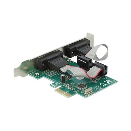 Delock PCI Express Card to 2 x Serial RS-232 - Sériový adaptér - PCIe 1.1 nízký profil - RS-232 x 2 - zelená