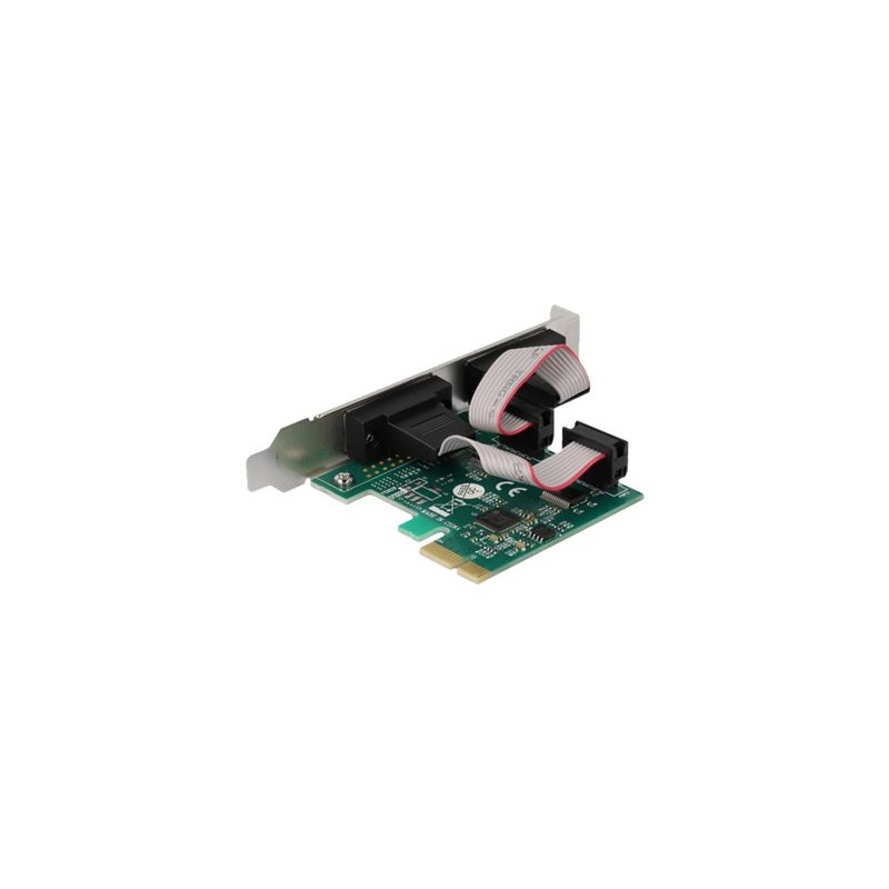 Delock - Sériový adaptér - PCIe 2.0 nízký profil - RS-232 x 2 - zelená