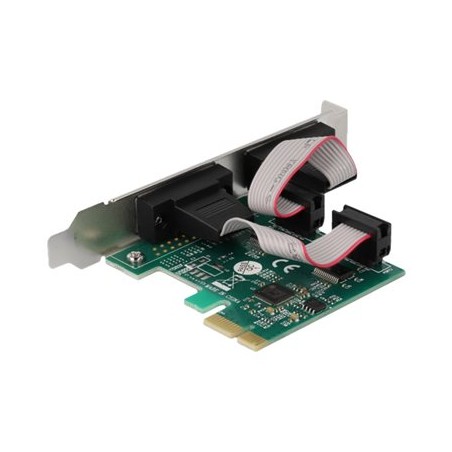 Delock - Sériový adaptér - PCIe 2.0 nízký profil - RS-232 x 2 - zelená