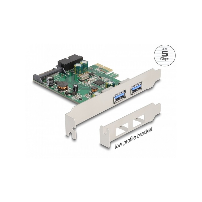 Delock - USB adaptér - PCIe 2.0 nízký profil - USB, USB 2.0, USB 3.0, USB 3.2 Gen 1