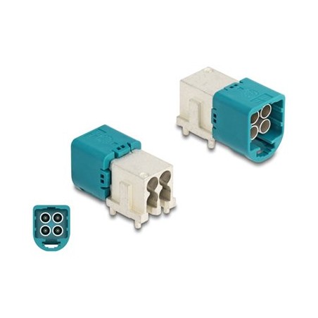 Delock - Zástrcka antény - dolu zahnutá, PCB - mini FAKRA Z quad - RAL 5021, modrá water blue