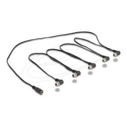 Delock - Separátor k napájení - DC jack 2,1 x 5,5 mm (F) do DC jack 2,1 x 5,5 mm (F) pravoúhlý - 48 V - 5 A - cerná