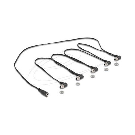 Delock - Separátor k napájení - DC jack 2,1 x 5,5 mm (F) do DC jack 2,1 x 5,5 mm (F) pravoúhlý - 48 V - 5 A - cerná